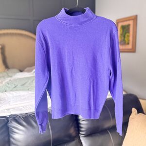 Vintage Pendleton Wool Mock Neck Sweater Purple 100% Virgin Wool Made in USA  L